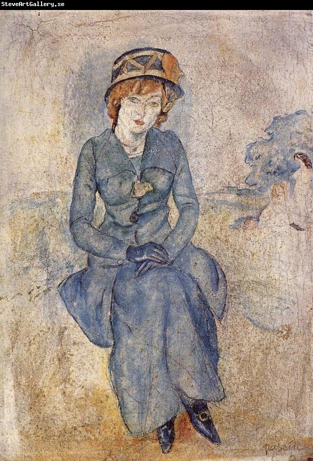 Jules Pascin Aiermina wearing the green dress